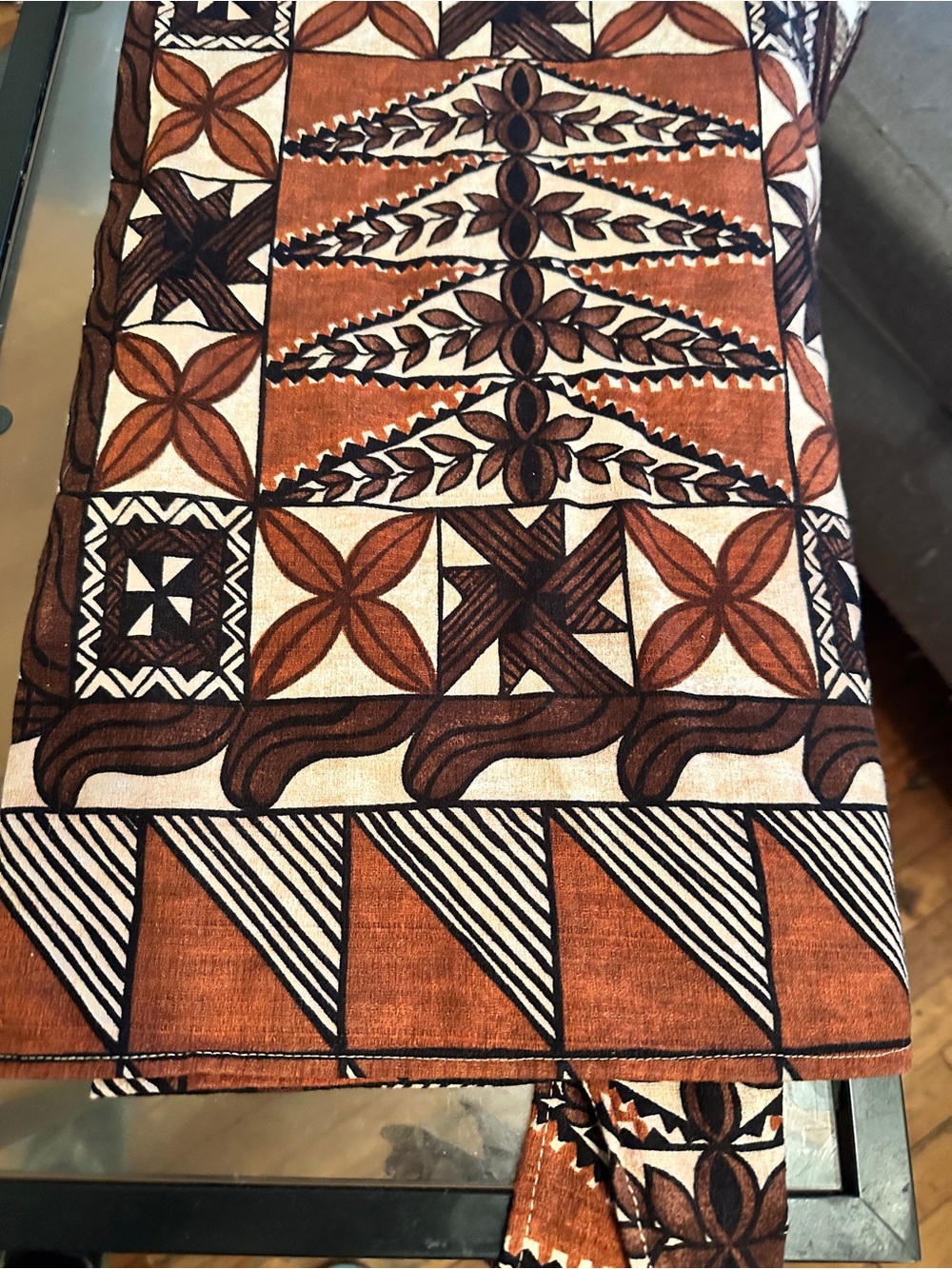 100% Cotton Wrap Skirt Brown with leaf details